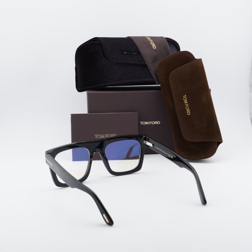 Tom Ford FT6068-B 001 Square Eyeglasses 53mm - Black/Clear with Magnetic Clip-on - Picture 2 of 10